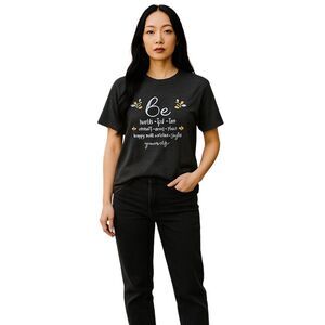 Bee Graphic Inspirational Unisex T-Shirt Gray Short Sleeve Size L